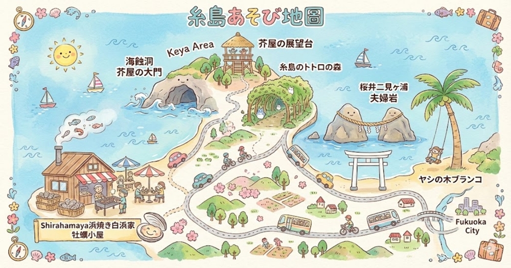 【日本福岡。彙集】『糸島一日遊』一日暢遊糸島經典！盪鞦韆、夫婦岩、芥屋、白浜家海鮮燒烤一次全部走透透！ @傻蛋夫妻生活札記