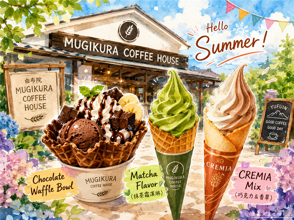 【日本大分美食】『MUGIKURA COFFEE HOUSE』由布院散步必訪咖啡店！CREMIA霜淇淋超驚艷~ @傻蛋夫妻生活札記