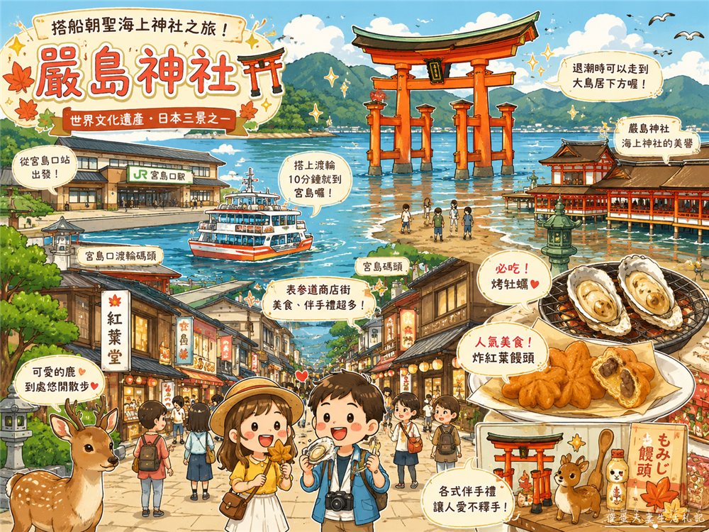 【日本廣島景點】『嚴島神社』日本三景朝聖!搭渡輪登宮島,退潮漫步大鳥居、宮島商店街美食一次收集! @傻蛋夫妻生活札記 【日本廣島景點】『嚴島神社』日本三景朝聖!搭渡輪登宮島,退潮漫步大鳥居、宮島商店街美食一次收集! @傻蛋夫妻生活札記