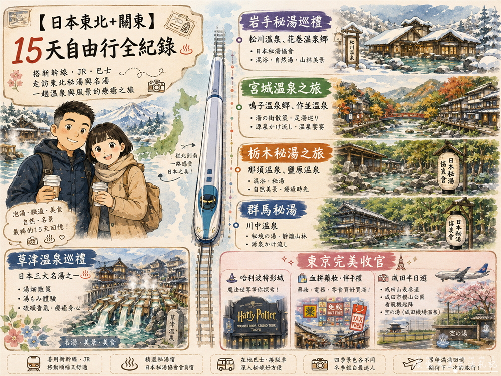【日本東北+關東】『15天自由行全紀錄』全程搭大眾交通入住9間溫泉旅館！日本自由行行程規劃、住宿、戰利品總整理~ @傻蛋夫妻生活札記