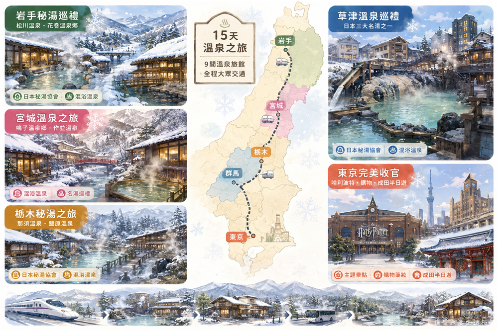 【日本東北+關東】『15天自由行全紀錄』全程搭大眾交通入住9間溫泉旅館！日本自由行行程規劃、住宿、戰利品總整理~ @傻蛋夫妻生活札記