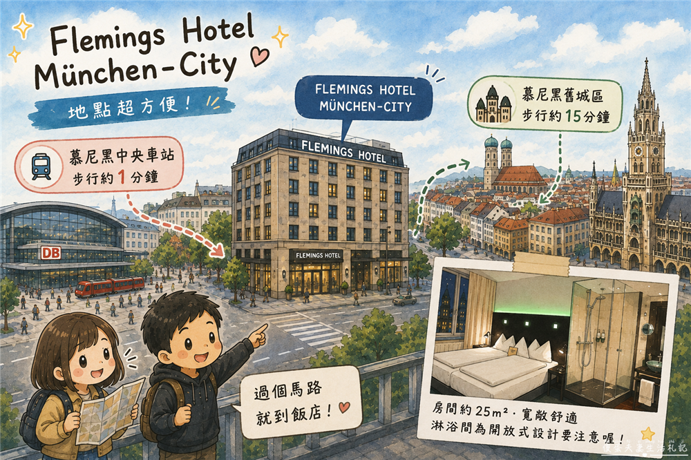 【德國慕尼黑住宿】『慕尼黑市弗萊明斯酒店 / Flemings Hotel M&uuml;nchen-City』中央車站過馬路就到！搭火車超方便，舊城區步行可達~ @傻蛋夫妻生活札記