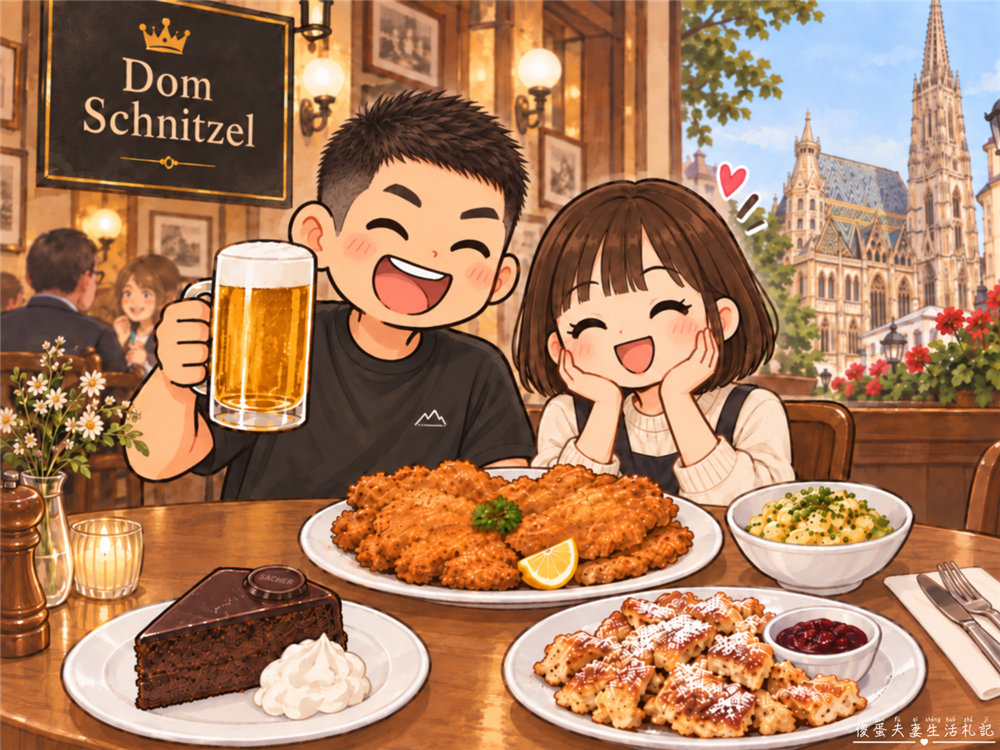 【奧地利維也納美食】『Dom Schnitzel』維也納高人氣炸排店！炸排、沙河蛋糕、皇帝煎餅都是招牌~ @傻蛋夫妻生活札記