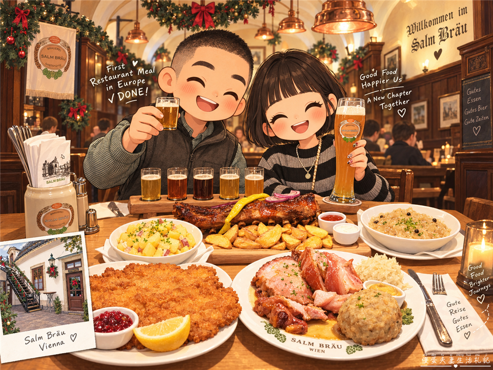【奧地利維也納美食】『薩爾姆釀造啤酒餐廳 / Salm Br&auml;u』美景宮旁人氣名店！豬肋排、豬排配自釀啤酒超過癮~ @傻蛋夫妻生活札記