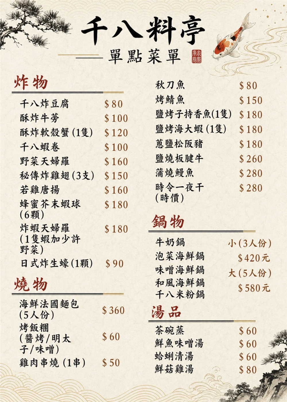 【苗栗頭份美食】『千八料亭日本料理』庭園裡的日式饗宴！黑鮪魚、帝王蟹氣勢上桌！2027年外帶年菜同步開跑！ @傻蛋夫妻生活札記